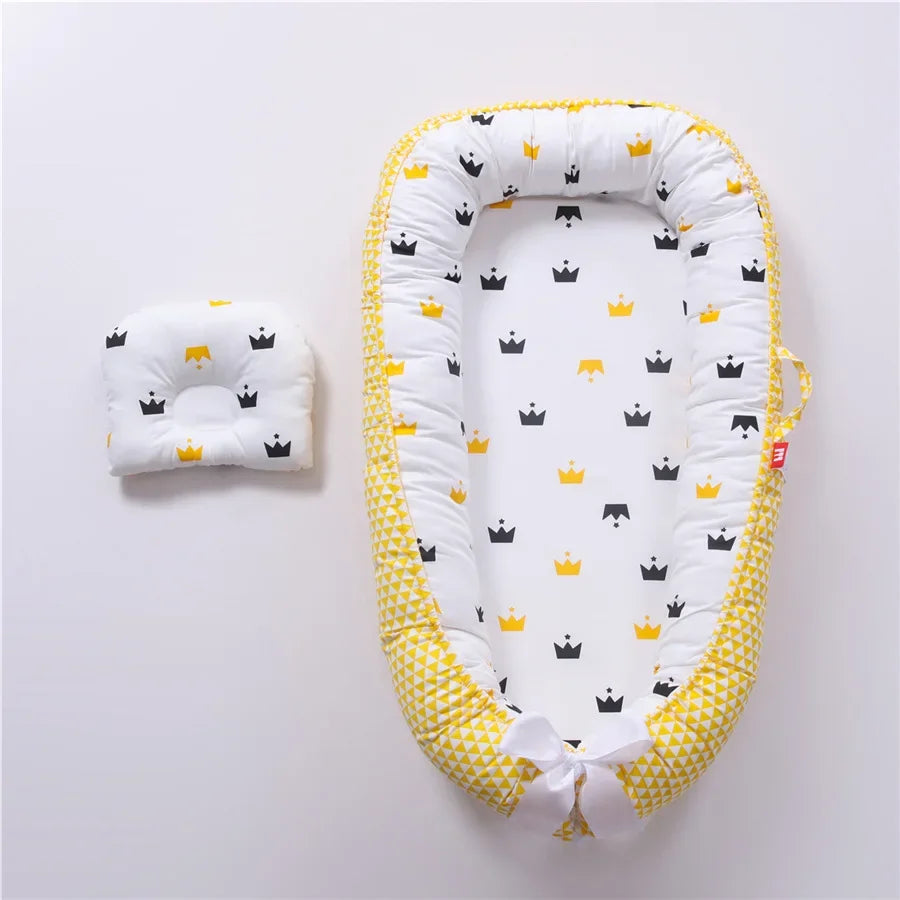 Lit de voyage pour bébé en bas âge, berceau en coton pour nouveau-né, berceau pare-chocs, nouveau lit nid de bébé 85x50cm avec oreiller, berceau Portable