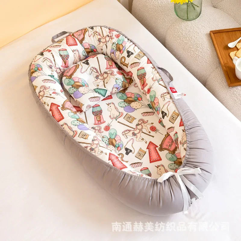 Lit de voyage pour bébé en bas âge, berceau en coton pour nouveau-né, berceau pare-chocs, nouveau lit nid de bébé 85x50cm avec oreiller, berceau Portable