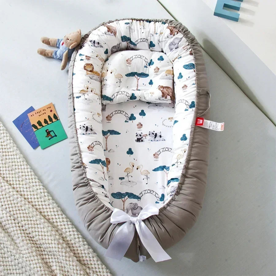 Lit de voyage pour bébé en bas âge, berceau en coton pour nouveau-né, berceau pare-chocs, nouveau lit nid de bébé 85x50cm avec oreiller, berceau Portable
