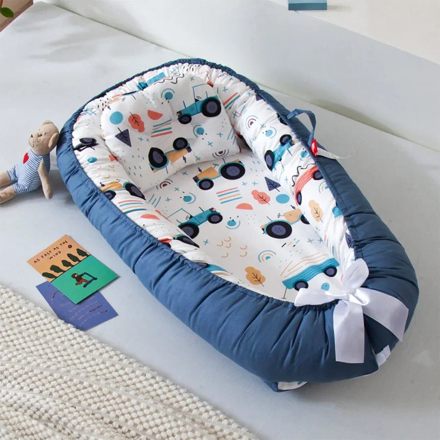 Lit de voyage pour bébé en bas âge, berceau en coton pour nouveau-né, berceau pare-chocs, nouveau lit nid de bébé 85x50cm avec oreiller, berceau Portable