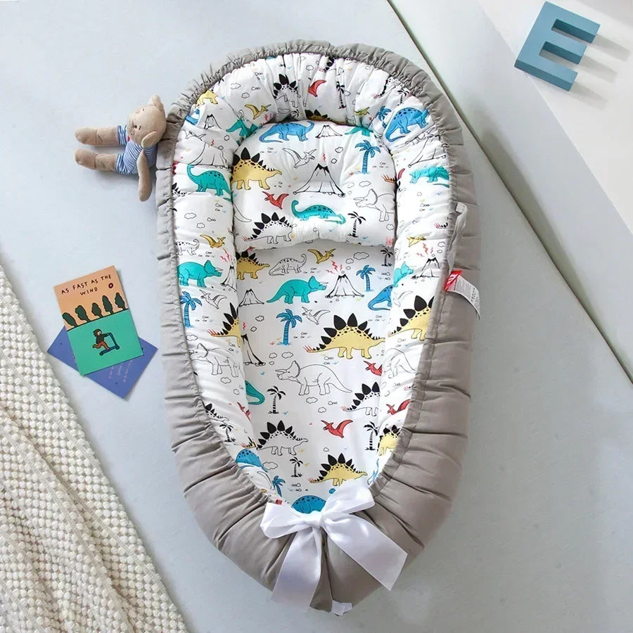 Lit de voyage pour bébé en bas âge, berceau en coton pour nouveau-né, berceau pare-chocs, nouveau lit nid de bébé 85x50cm avec oreiller, berceau Portable