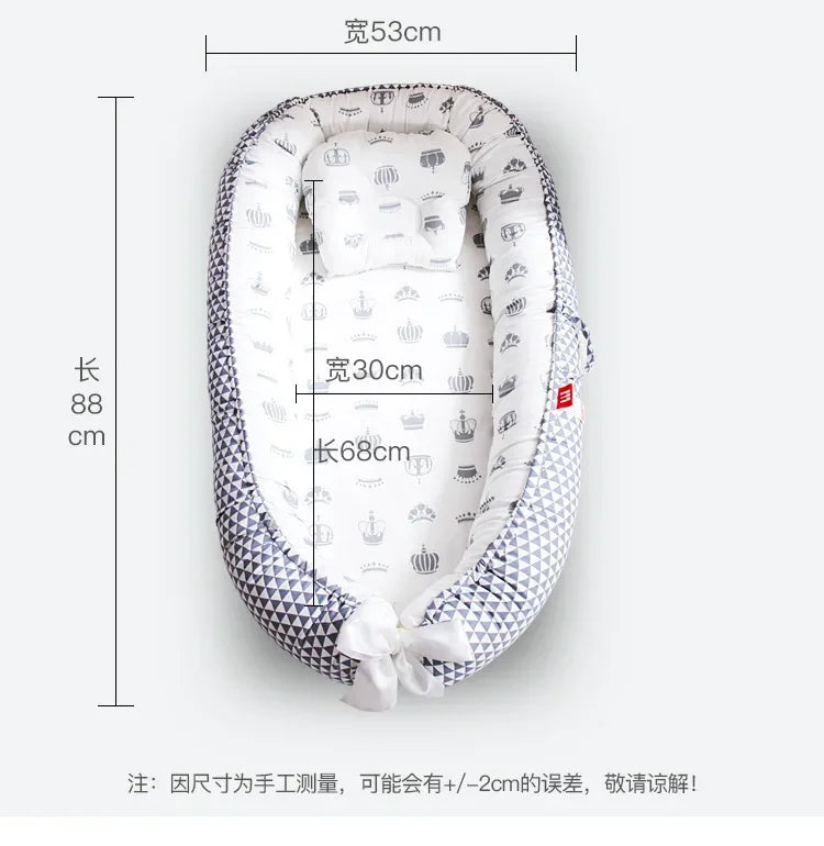 Lit de voyage pour bébé en bas âge, berceau en coton pour nouveau-né, berceau pare-chocs, nouveau lit nid de bébé 85x50cm avec oreiller, berceau Portable