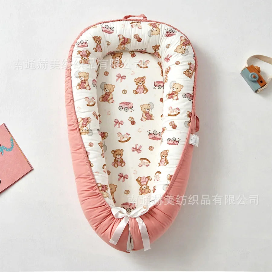 Lit de voyage pour bébé en bas âge, berceau en coton pour nouveau-né, berceau pare-chocs, nouveau lit nid de bébé 85x50cm avec oreiller, berceau Portable
