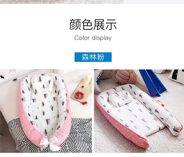 Lit de voyage pour bébé en bas âge, berceau en coton pour nouveau-né, berceau pare-chocs, nouveau lit nid de bébé 85x50cm avec oreiller, berceau Portable