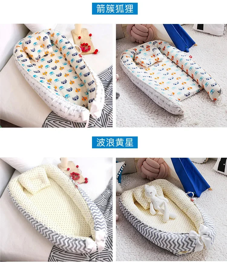 Lit de voyage pour bébé en bas âge, berceau en coton pour nouveau-né, berceau pare-chocs, nouveau lit nid de bébé 85x50cm avec oreiller, berceau Portable