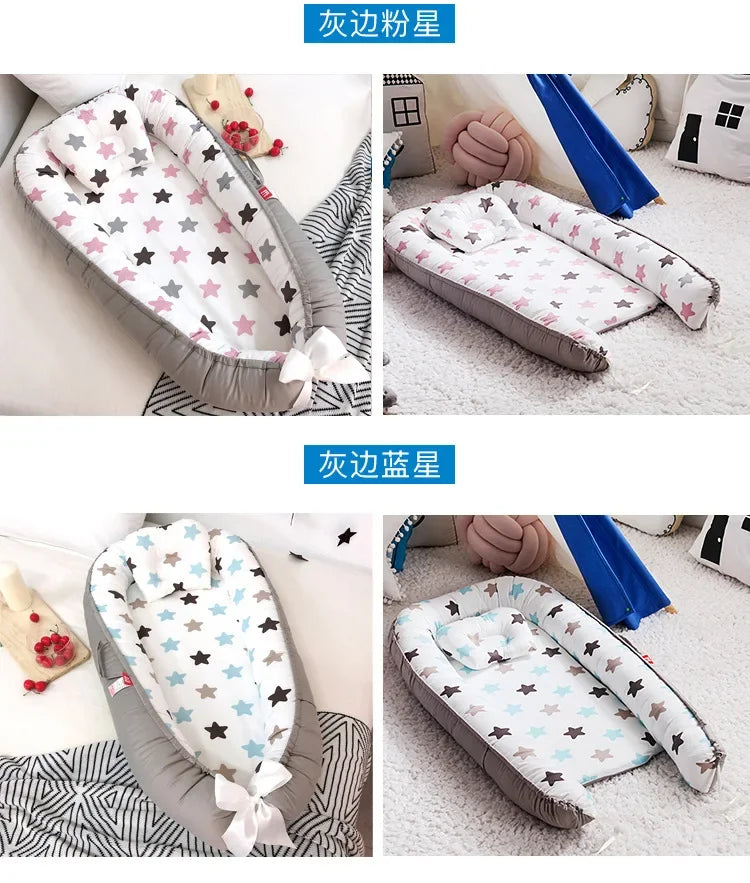 Lit de voyage pour bébé en bas âge, berceau en coton pour nouveau-né, berceau pare-chocs, nouveau lit nid de bébé 85x50cm avec oreiller, berceau Portable