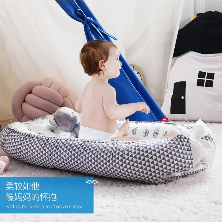 Lit de voyage pour bébé en bas âge, berceau en coton pour nouveau-né, berceau pare-chocs, nouveau lit nid de bébé 85x50cm avec oreiller, berceau Portable