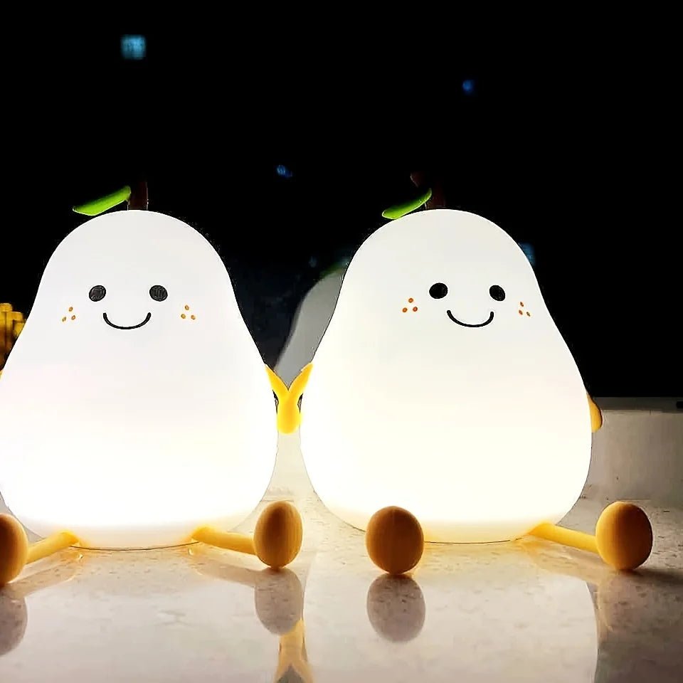 Creative Mini Cute Cartoon Pear Shaped Pat Light Bedroom Lamp Soft Silicone Rechargeable Night Light for Kids - AKA