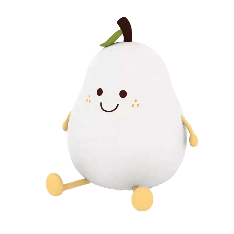 Creative Mini Cute Cartoon Pear Shaped Pat Light Bedroom Lamp Soft Silicone Rechargeable Night Light for Kids - AKA