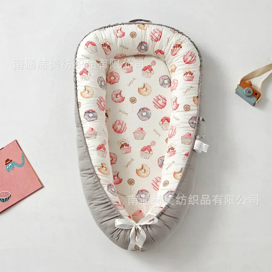 Lit de voyage pour bébé en bas âge, berceau en coton pour nouveau-né, berceau pare-chocs, nouveau lit nid de bébé 85x50cm avec oreiller, berceau Portable
