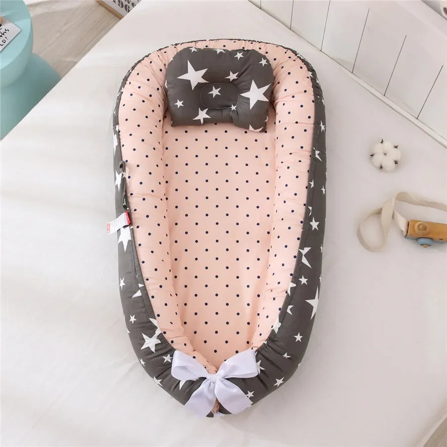 Lit de voyage pour bébé en bas âge, berceau en coton pour nouveau-né, berceau pare-chocs, nouveau lit nid de bébé 85x50cm avec oreiller, berceau Portable