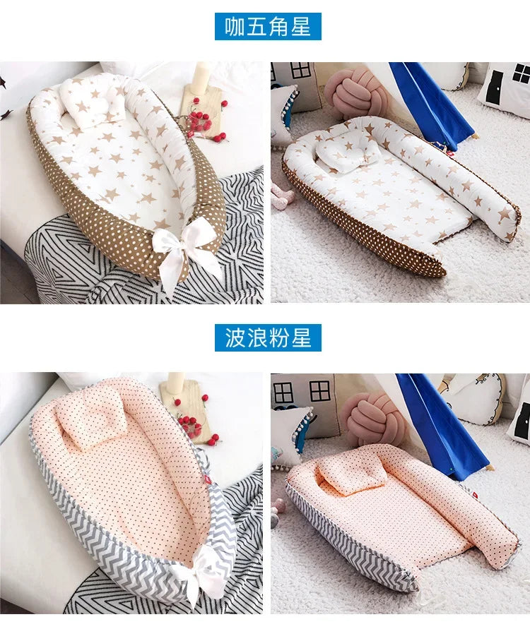 Lit de voyage pour bébé en bas âge, berceau en coton pour nouveau-né, berceau pare-chocs, nouveau lit nid de bébé 85x50cm avec oreiller, berceau Portable