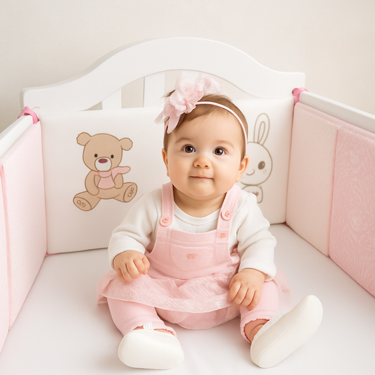 Tour de lit bebe en rose fille calme