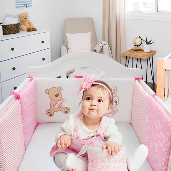 Tour de lit bebe fille en rose